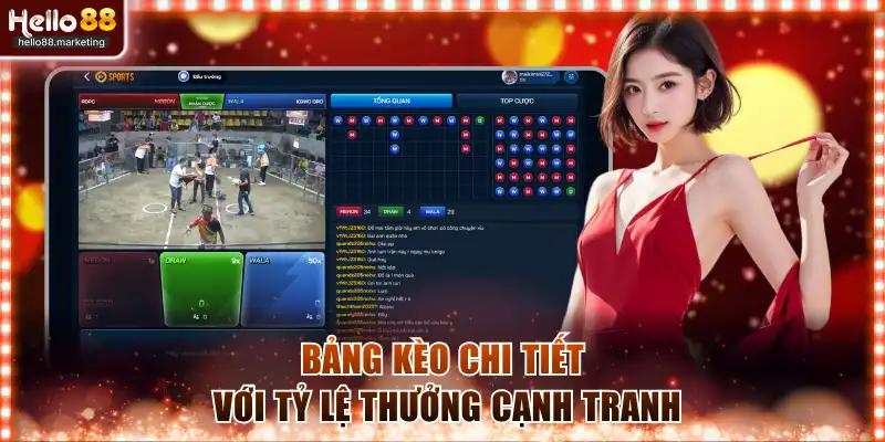 Bảng kèo chi tiết với tỷ lệ thưởng cạnh tranh