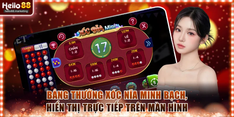 Bảng thưởng xóc nĩa minh bạch, hiển thị trực tiếp trên màn hình